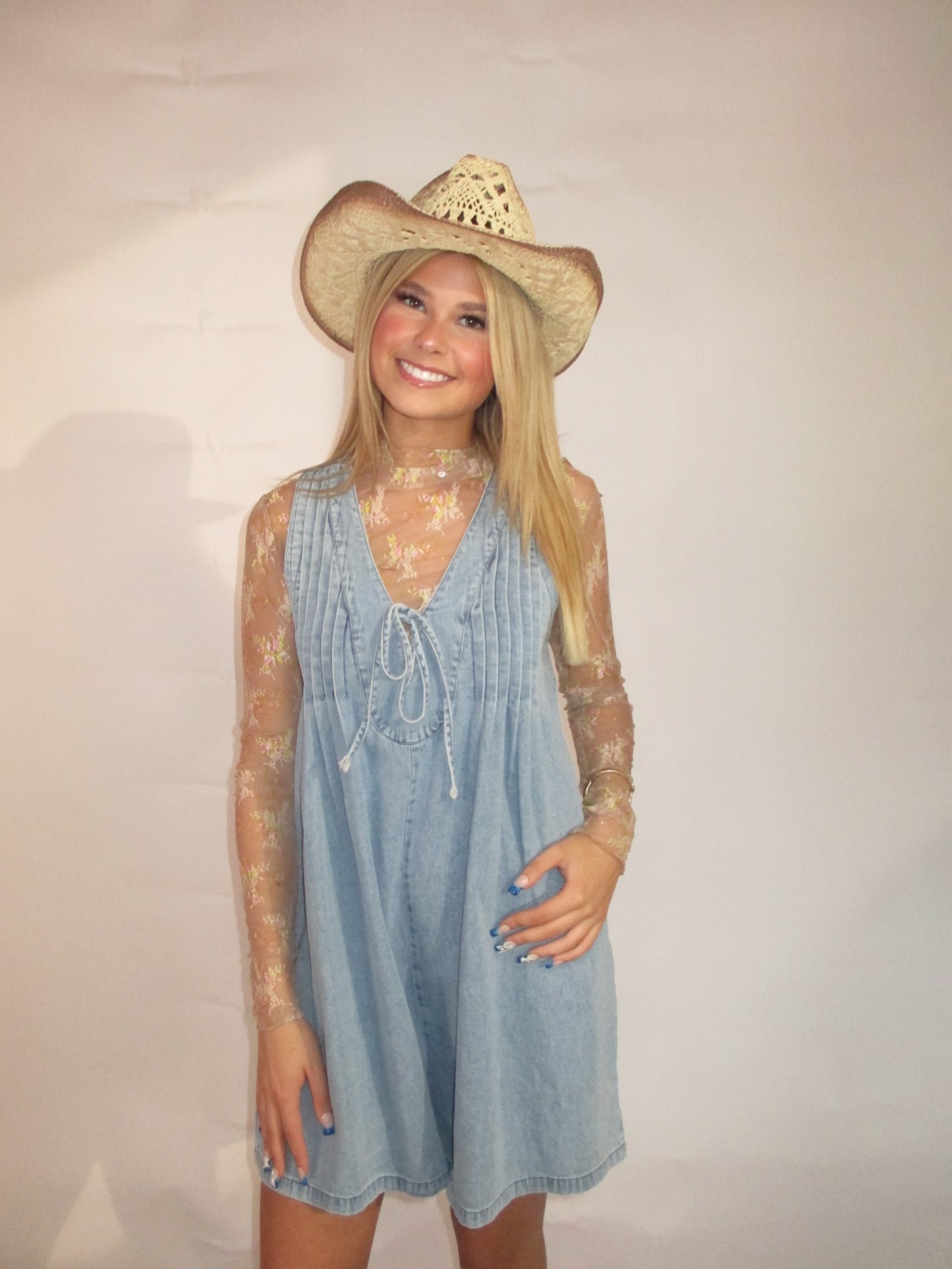 Denim sleeveless romper