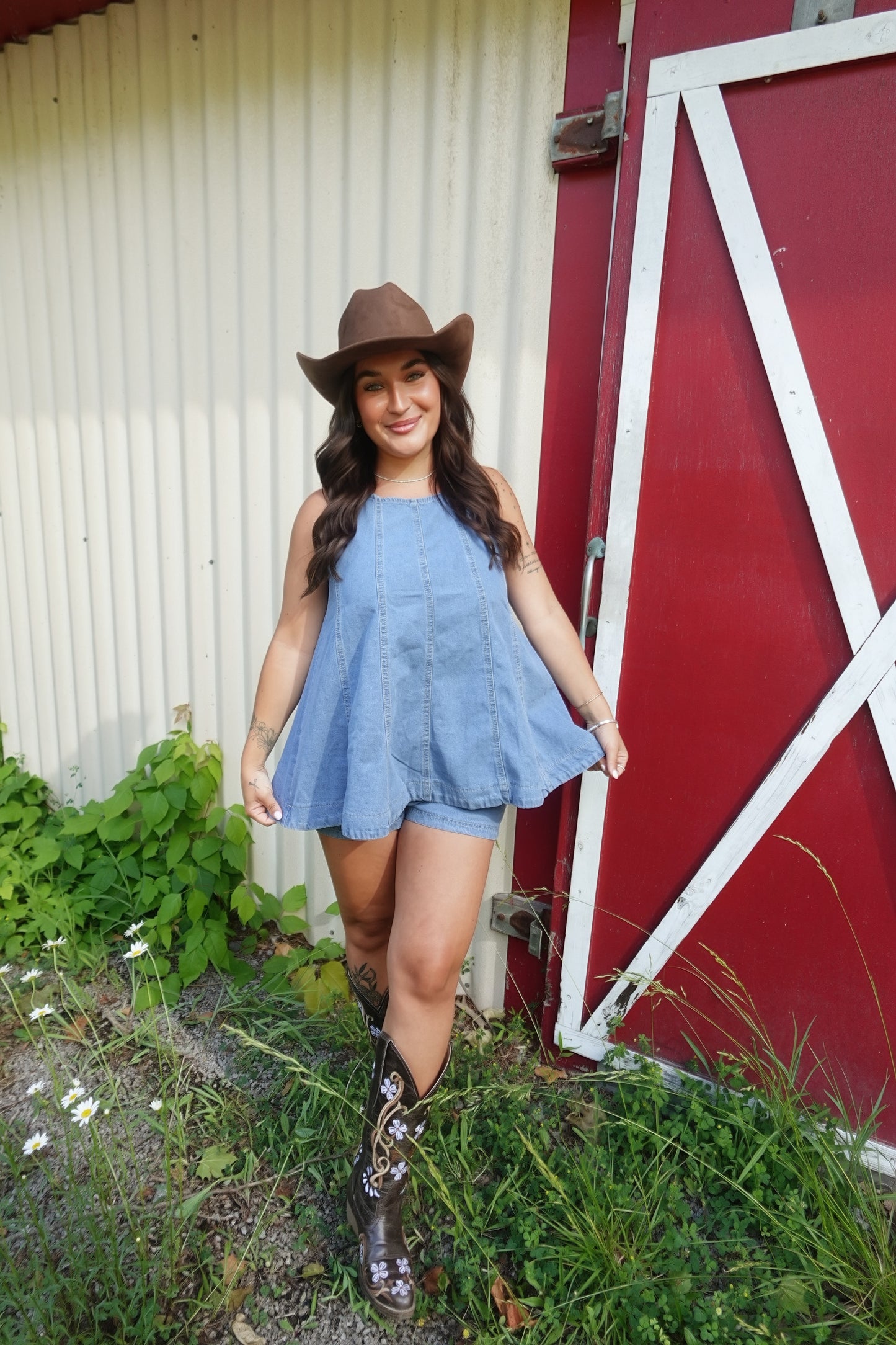 Women's Summer Casual Sleeveless Denim Top and Shorts Set