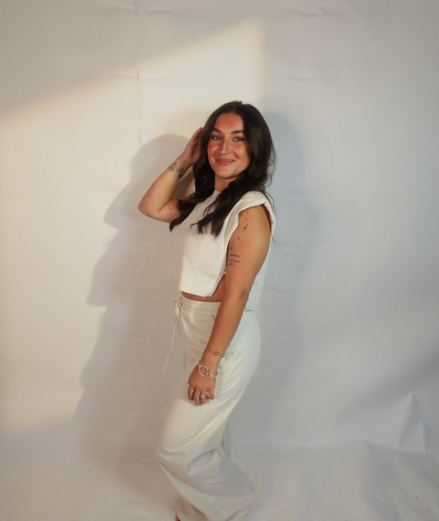 Linen Sleeveless Crop Top and Pants 2PCS