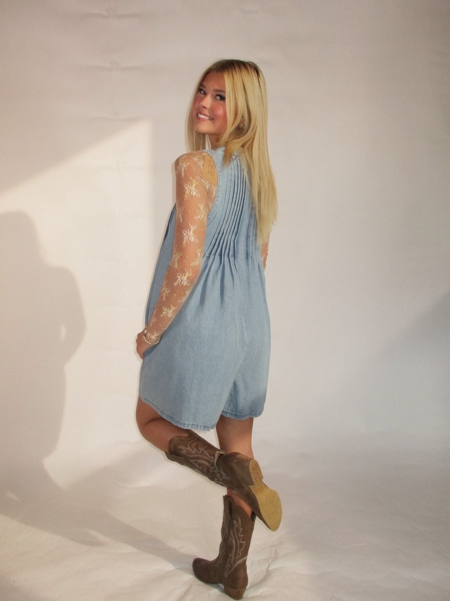 Denim sleeveless romper