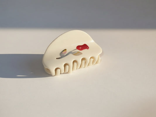 Flower print claw clip