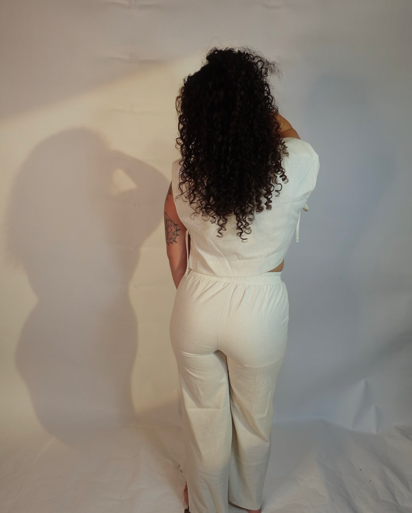 Linen Sleeveless Crop Top and Pants 2PCS