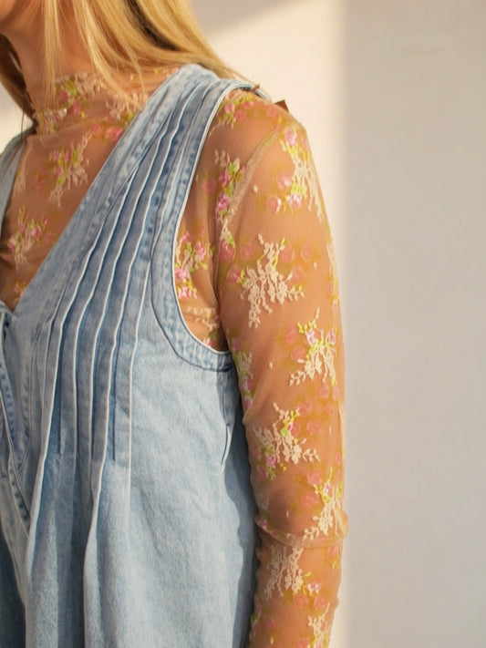 Sheer floral layering top