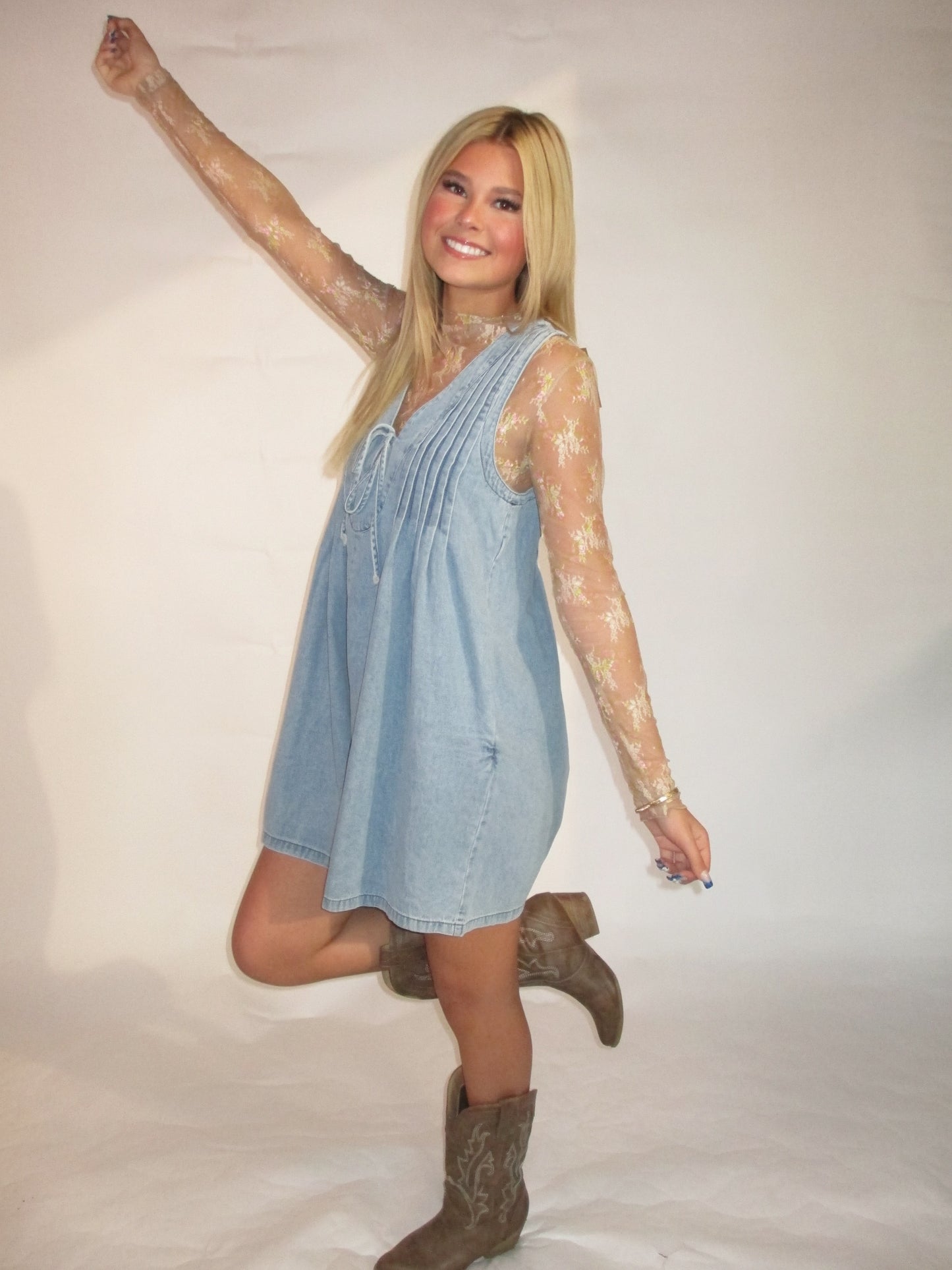 Denim sleeveless romper