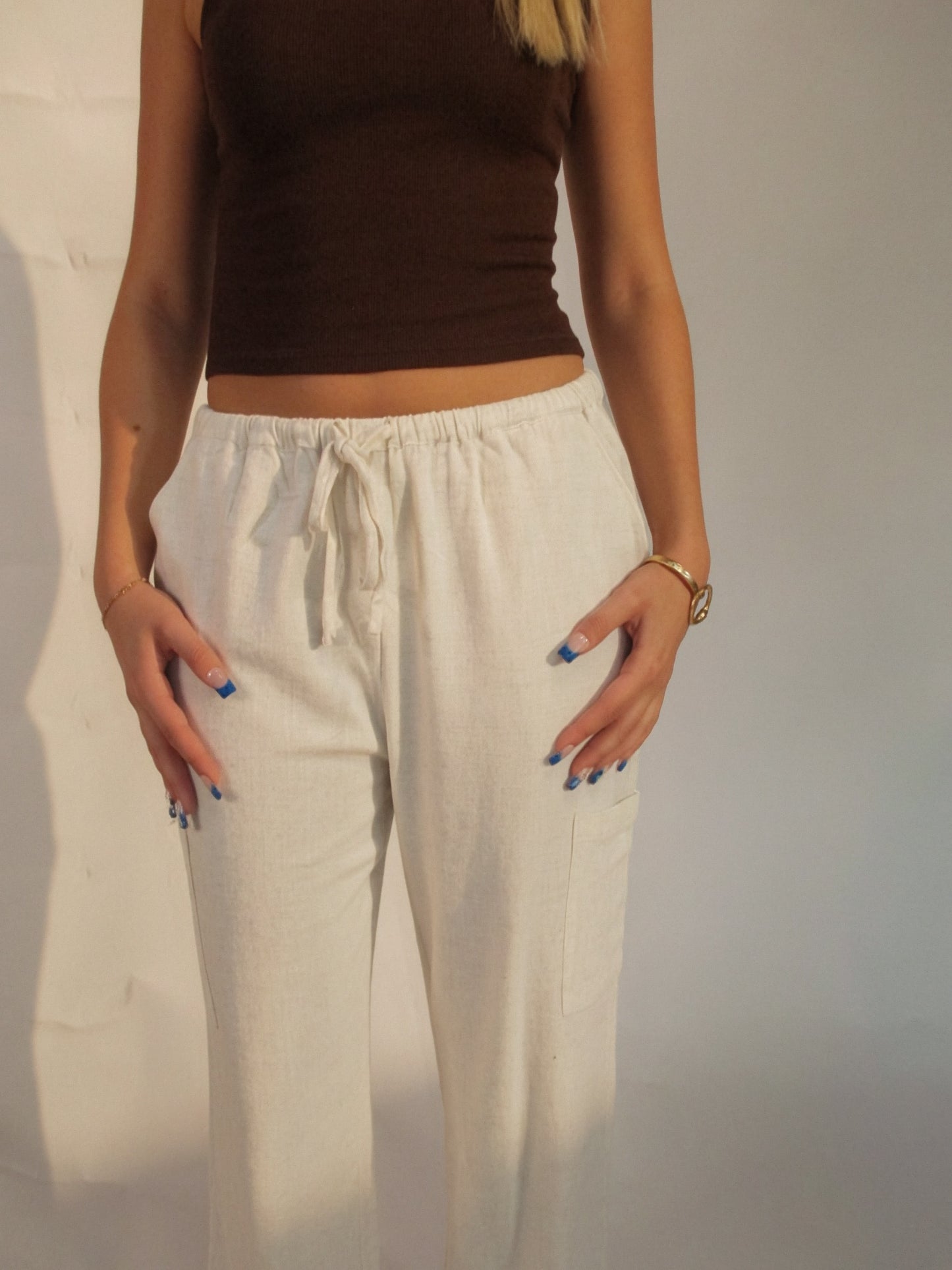 Linen pull on pants