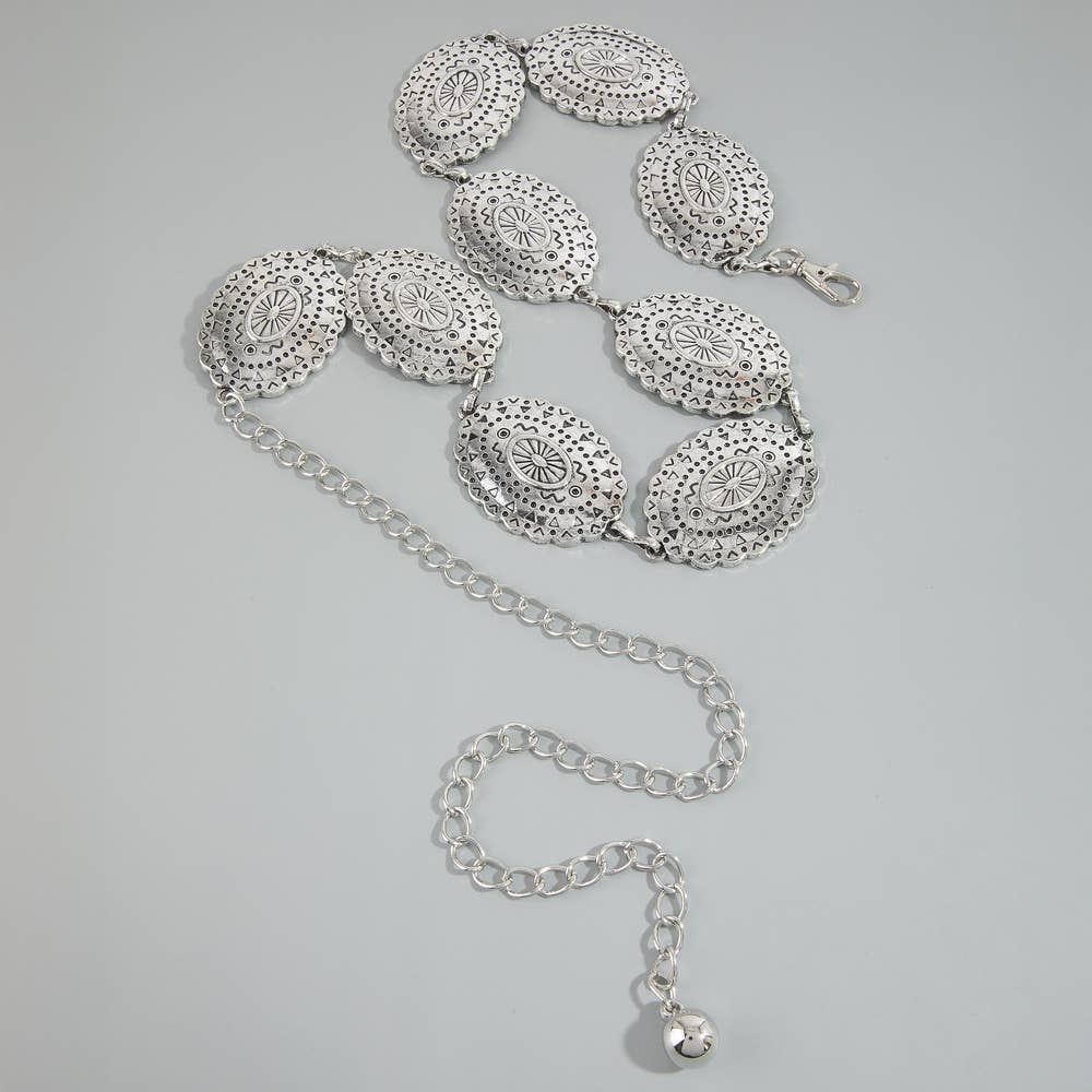 Starburst Medallion Scalloped Concho Chain Belt